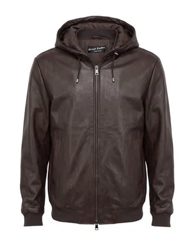 Street Leathers Man Jacket Dark Brown Size S Leather In Multi