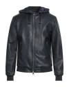 Street Leathers Man Jacket Midnight Blue Size Xl Leather In Black