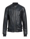 Street Leathers Man Jacket Midnight Blue Size Xxl Leather In Black