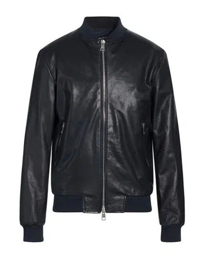Street Leathers Man Jacket Midnight Blue Size Xxl Leather In Black