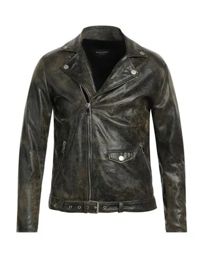 Street Leathers Man Jacket Military Green Size L Polyurethane, Viscose