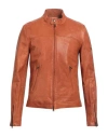 Street Leathers Man Jacket Tan Size L Leather In Brown