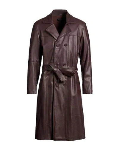 Street Leathers Man Overcoat & Trench Coat Chocolate Brown Size Xxl Leather