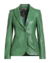 Street Leathers Woman Blazer Green Size L Leather In Green