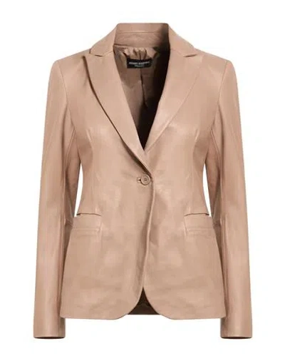 Street Leathers Woman Blazer Light Brown Size Xl Leather