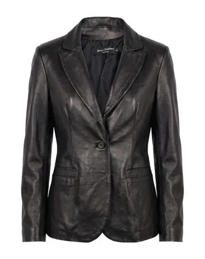 Street Leathers Woman Blazer Midnight Blue Size Xs Leather