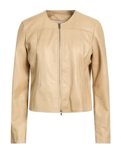 Street Leathers Woman Jacket Beige Size Xl Leather In Brown