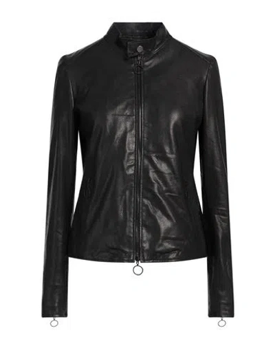 Street Leathers Woman Jacket Black Size L Leather, Viscose, Nylon, Elastane