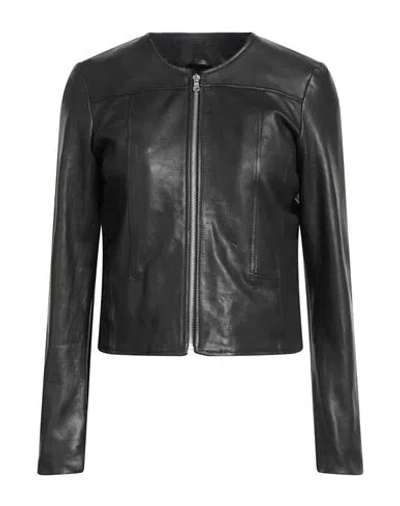 Street Leathers Woman Jacket Black Size L Leather, Viscose, Nylon, Elastane