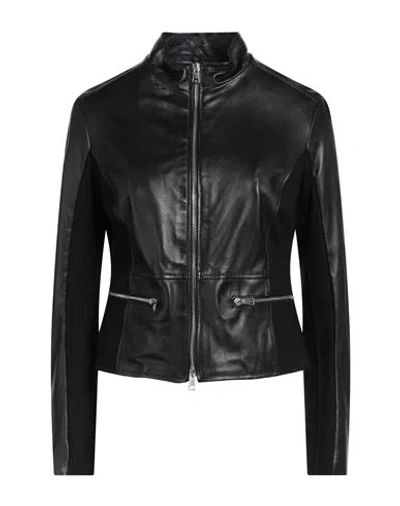 Street Leathers Woman Jacket Black Size Xs Leather, Viscose, Nylon, Elastane
