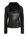 Street Leathers Woman Jacket Black Size S Leather, Viscose, Nylon, Elastane In Black