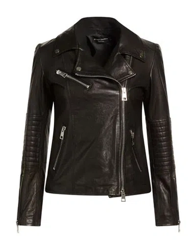 Street Leathers Woman Jacket Black Size Xl Leather In Animal Print