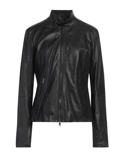 Street Leathers Woman Jacket Black Size Xl Leather, Viscose, Nylon In Black