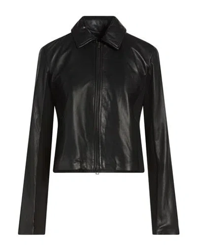 Street Leathers Woman Jacket Black Size Xl Leather, Viscose, Nylon, Elastane