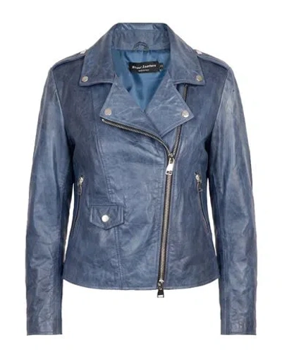 Street Leathers Woman Jacket Blue Size S Leather