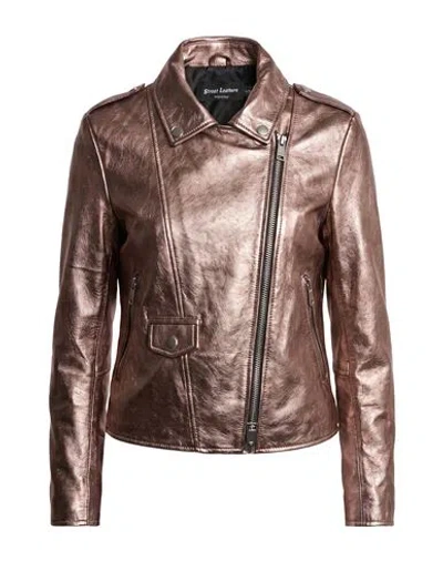 Street Leathers Woman Jacket Bronze Size Xs Leather In Yellow