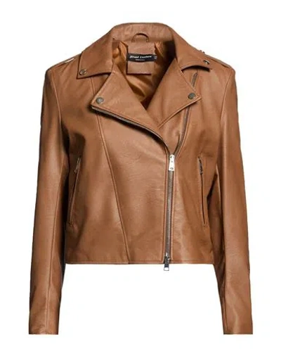Street Leathers Woman Jacket Brown Size Xs Polyurethane, Viscose