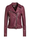 Street Leathers Woman Jacket Burgundy Size Xl Leather In Purple