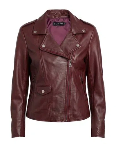 Street Leathers Woman Jacket Burgundy Size Xs Leather In Red