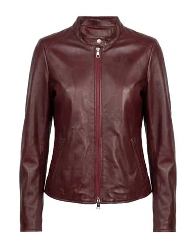 Street Leathers Woman Jacket Burgundy Size Xs Leather In Red