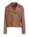 Street Leathers Woman Jacket Camel Size L Polyurethane, Viscose In Brown