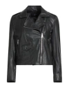 Street Leathers Woman Jacket Charcoal Size M Leather In Gray