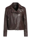Street Leathers Woman Jacket Chocolate Brown Size Xl Polyurethane, Viscose