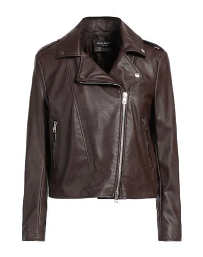 Street Leathers Woman Jacket Chocolate Brown Size Xl Polyurethane, Viscose