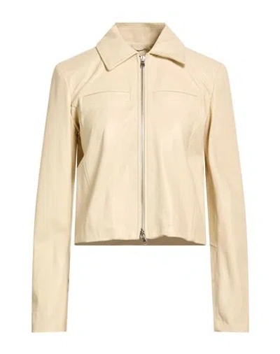 Street Leathers Woman Jacket Cream Size Xl Leather In Multi