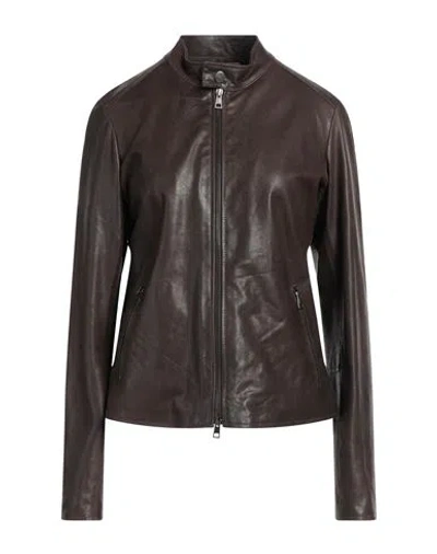 Street Leathers Woman Jacket Dark Brown Size M Leather In Brown