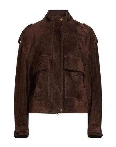 Street Leathers Woman Jacket Dark Brown Size Xl Leather In Multi