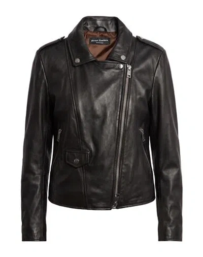 Street Leathers Woman Jacket Dark Brown Size Xs Leather