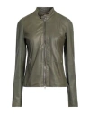 Street Leathers Woman Jacket Dark Green Size M Leather
