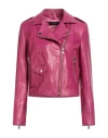 Street Leathers Woman Jacket Fuchsia Size M Leather In Pink