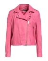 Street Leathers Woman Jacket Fuchsia Size S Polyurethane, Viscose In Pink