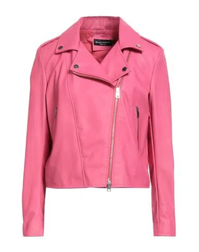 Street Leathers Woman Jacket Fuchsia Size S Polyurethane, Viscose In Pink