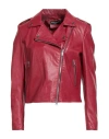 Street Leathers Woman Jacket Garnet Size M Polyurethane, Viscose In Red