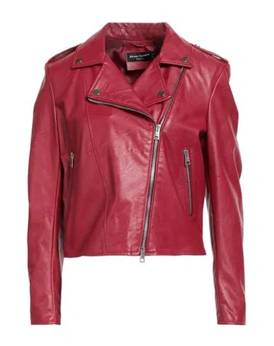 Street Leathers Woman Jacket Garnet Size M Polyurethane, Viscose In Red