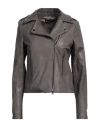 Street Leathers Woman Jacket Grey Size M Leather In Grey