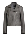 Street Leathers Woman Jacket Grey Size Xl Leather In Gray