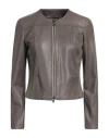Street Leathers Woman Jacket Khaki Size M Leather In Beige