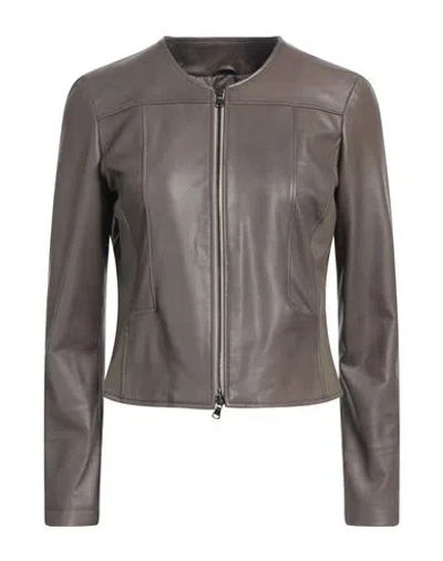 Street Leathers Woman Jacket Khaki Size M Leather In Beige