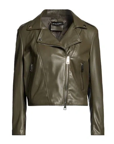 Street Leathers Woman Jacket Khaki Size Xl Polyurethane, Viscose In Green