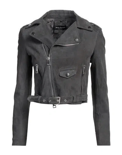Street Leathers Woman Jacket Lead Size Xl Leather In Grey