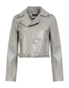 Street Leathers Woman Jacket Light Grey Size M Leather In Gray