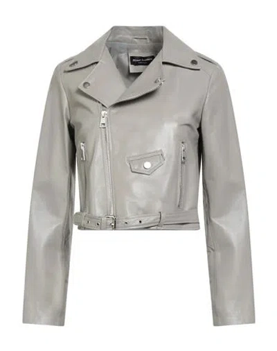 Street Leathers Woman Jacket Light Grey Size M Leather In Gray