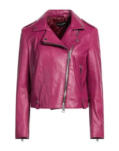 Street Leathers Woman Jacket Magenta Size Xl Leather In Pink