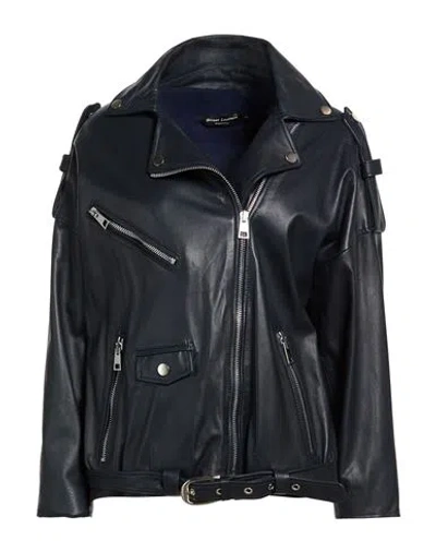 Street Leathers Woman Jacket Midnight Blue Size L Leather In Black