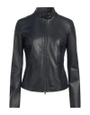 Street Leathers Woman Jacket Midnight Blue Size M Leather, Viscose, Nylon