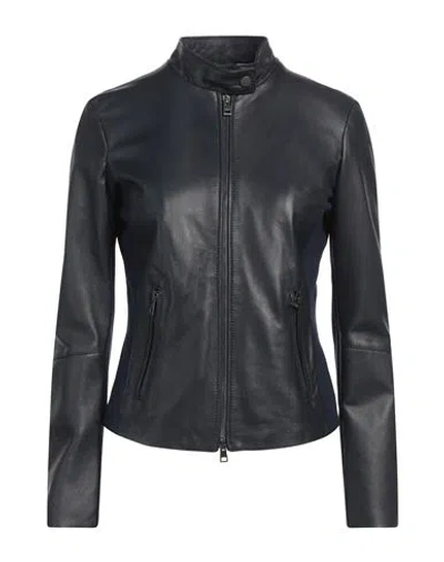 Street Leathers Woman Jacket Midnight Blue Size M Leather, Viscose, Nylon